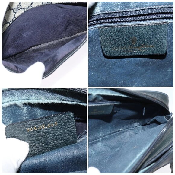 GUCCI GG Supreme Sherry Line Shoulder Bag PVC Navy Gold - Picture 14 of 15